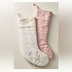 Anthropologie (NWT) Elegant Pearl-Embellished Stocking-Ivory